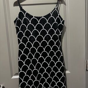 Elegant Black and White Sequin Dress